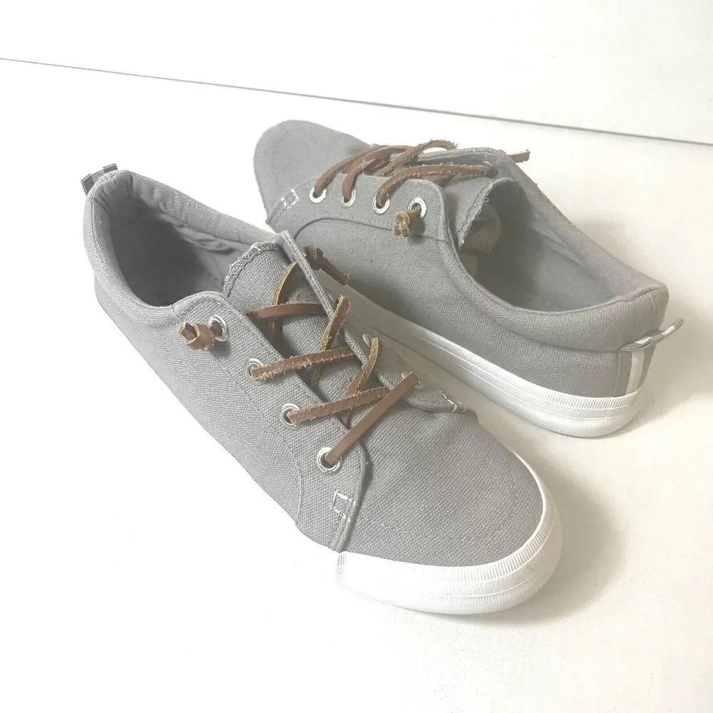 Tommy Bahama Womens Sz 10 Gray Canvas Slip On Low Top Casual Comfort Skate Shoes
